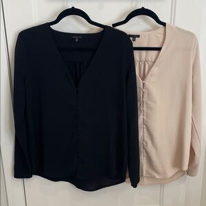 Dynamite Black and Cream Button-Up Blouses